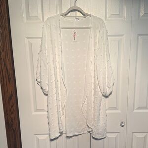Lightweight White Swim Coverup Kimono